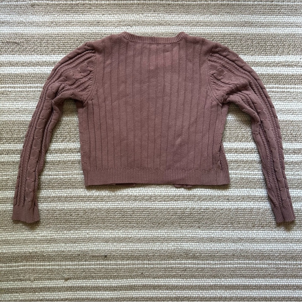 Wild Fable Button Down Long Sleeve Sweater Cropped Dusty Rose M - Picture 2 of 4